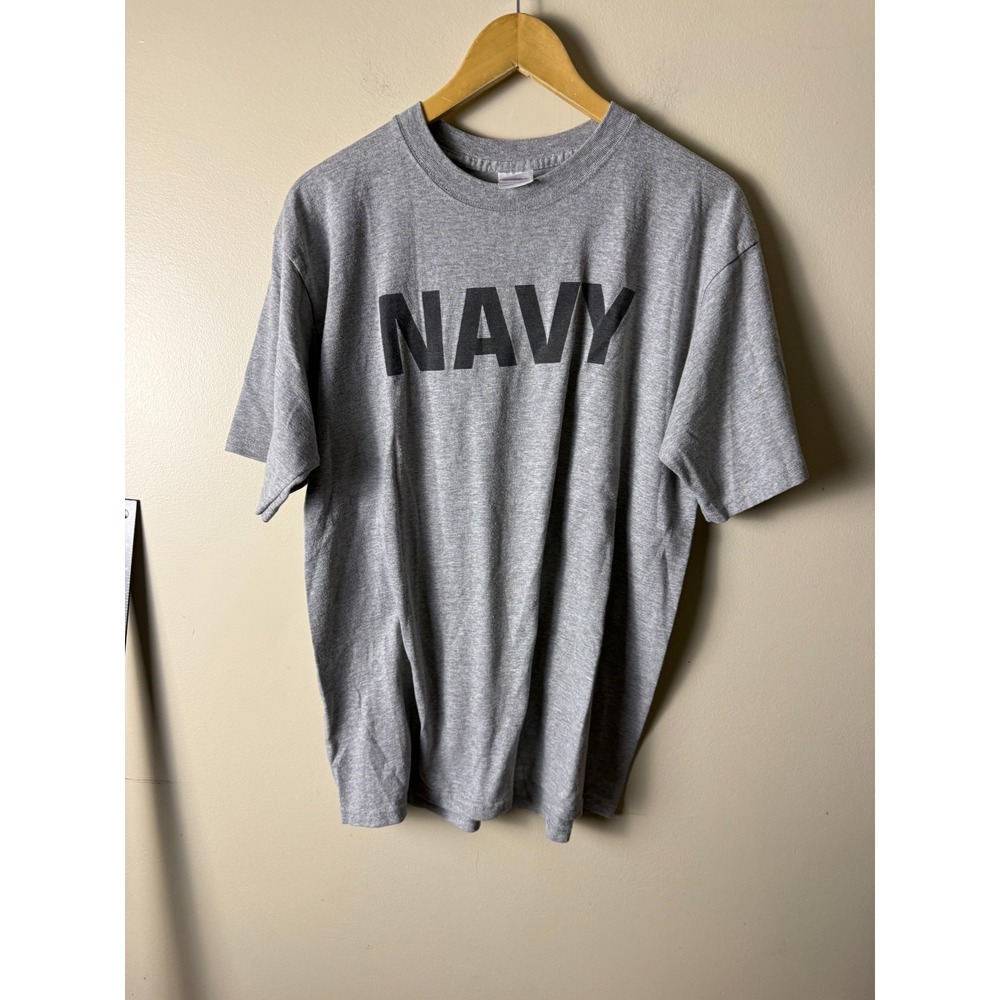 Vintage 80s Soffe Navy Shirt Mens‎ L Gray Military Graphic Tee Made USA
